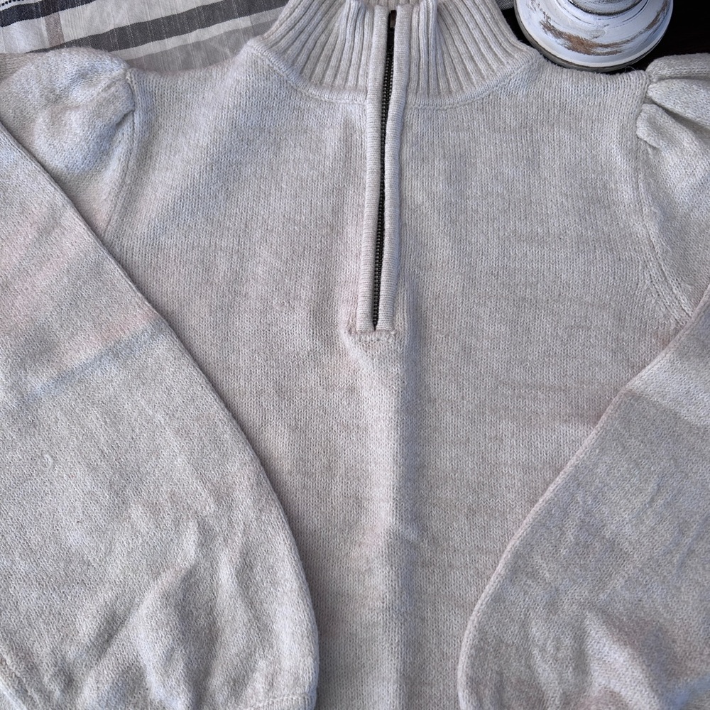 Cream Colored Half-Zip Sweater - Picture 2 of 7